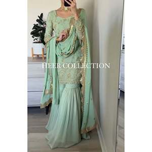 Ensemble haut, palazzo et dupatta pour femmes, vêtements de soirée, pour des occasions élégantes - Product Image 5