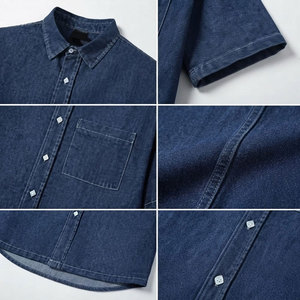 เสื้อเชิ้ตยีนส์สไตล์ใหม่ล่าสุดสำหรับฤดูร้อน แขนสั้น แฟชั่นสำหรับผู้ชาย ติดกระดุมแบบสั่งทำพิเศษ - Product Image 3