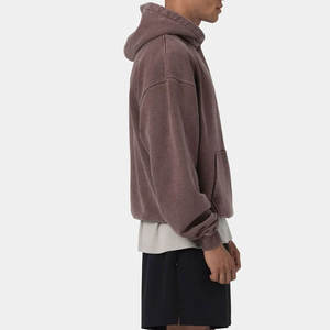 Custom Oversized Heavyweight Acid Wash Hoodie Vintage Mineral Wash Streetwear <b>Pullover</b> <b>Men</b> Cotton Fleece Drop Shoulder Hoody - Product Image 5