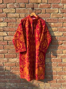 เสื้อแจ็คเก็ตยาวปักลายดอกไม้สไตล์โบฮีเมียนสีส้ม ผ้ากำมะหยี่ทอลายซูซานี แขนยาวสำหรับผู้หญิง เสื้อคลุมฤดูหนาว - Product Image 5
