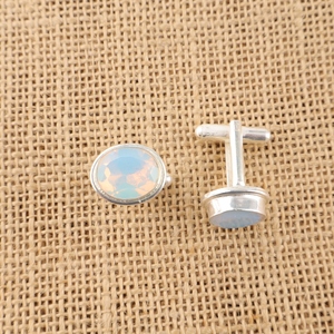 Niharika Gems Stylish Milky Opal & Freshwater Pearl Channel Set Cuff Links Set In 925 <b>Silver</b> Luxury Unisex Jewellery - Product Image 3