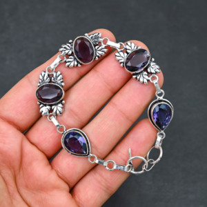 Handmade Womens <b>Bracelet</b> Natural Amethyst <b>Gemstone</b> Birthstone Christmas Engagement Handmade Jewelry 925 Sterling Silver <b>Bracelet</b> - Product Image 1