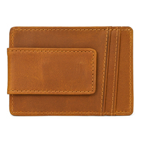Dompet Kulit Asli Pria Vintage Tipis Anti RFID Ukuran Pendek Bukaan Terbuka Lapisan Poliester Logo Dapat Disesuaikan 8 Slot Kartu