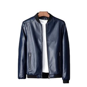 Chaqueta de cuero sintético con bolsillo para motorista, abrigo masculino de estilo clásico e informal personalizado, con diseño de primavera - Product Image 1