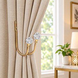 Attache-rideau longue en métal doré de qualité supérieure avec fleur en cristal pour la décoration de fenêtres de salon, chambre et hôtel – Fournisseur en gros - Product Image 5
