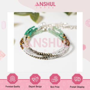 Diseño elegante y clásico, pulsera de tobillo espiritual de cristal Dhan Yog con cuentas facetadas multicolor, de fabricante indio. - Product Image 3