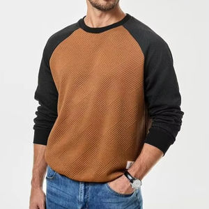 Sweat-shirts pour hommes personnalisés avec logo, confortables, 100% coton, 380 g/m², couleur contrastée, manches régulières, col rond, streetwear d'hiver, service OEM - Product Image 1