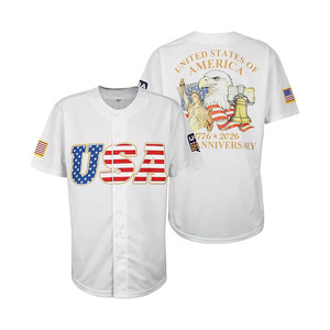 Maillot de baseball pour homme, 250e anniversaire des États-Unis, drapeau américain, boutonné, pour la fête de l'indépendance du 4 juillet - Product Image 1