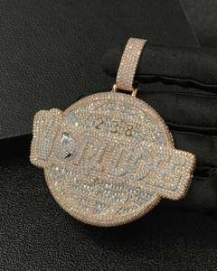 Colgante de Alta Calidad Personalizable con Nombre o Inicial, Chapado en Oro sobre Plata de Ley 925, con Moissanita, Certificado GRA, Estilo Hip Hop - Product Image 2