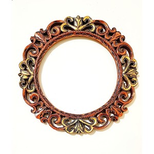 กระจกทรงกลมไม้ชีแชมงานฝีมือพร้อมกรอบศิลปะชนเผ่า ขายส่งจากโมราบาดับด - Product Image 1
