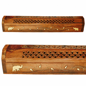 Brûleur d'encens en bois sculpté fait main, porte-encens en bois, attrape-cendres pour la méditation et le yoga |   Décoration d'intérieur artisanale indienne - Product Image 1