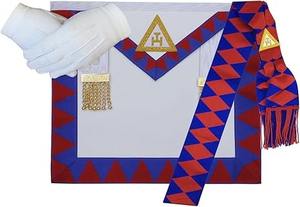 Ensemble de tablier, écharpe et gants de Compagnon de l'Arche Royale Maçonnique, avec ruban diamanté et broderie à la main de qualité supérieure - Product Image 2