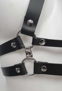 Arnés de metal negro genuino, arnés de declaración con anillos, accesorio de hombro, - Product Image 6