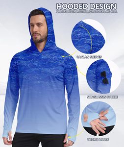 Chemises de pêche UPF 50+ respirantes en polyester pour hommes, à capuche avec masque intégré, pour une performance optimale - Product Image 3