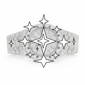 NYC DIAMOND EMPIRE นาฬิกาข้อมือสแตนเลสสตีลหรูหรา โมอิสซาไนต์ ตัวเรือนทรงสี่เหลี่ยม ปุ่มกดแบบซ่อน ตัวล็อคแบบอัตโนมัติ หน้าปัดขนาด 41 มม. - Product Image 1