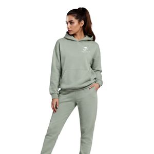 Conjunto Deportivo Casual de Dos Piezas para Mujer, Sudadera con Capucha y Pantalones Jogger, Color Verde Salvia, 100% Poliéster Transpirable, para Invierno - Product Image 2