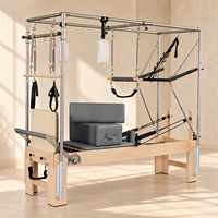 Machine d'exercice Pilates 3-en-1 en bois d'érable massif avec tour trapèze complète et ressorts à câble pour studios de pilates de prestige