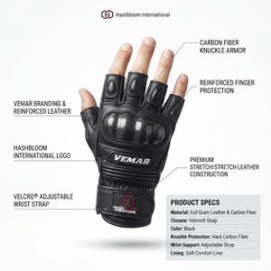 Guantes de Carreras VEMAR de Cuero Elástico con Hebilla y Protección en los Nudillos - Product Image 5