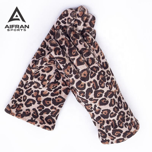 Gants en velours imprimé léopard pour femme AIFRAN, mode, tactiles, chauds, hiver, doublure polaire thermique, imprimé animal, vente en gros - Product Image 4