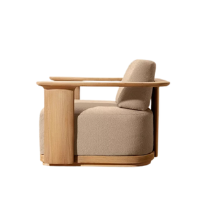 Sillón de Exterior de Alta Gama, Acabado Natural en Teca Premium, Pedestal Grueso y Resistente, Asiento Cómodo, Muebles de Lujo para Hotel - Product Image 4