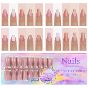 Uñas Postizas Francesas Cuadradas Color <span class=keywords><strong>Nude</strong></span>, Sin Costuras, de ABS, Cobertura Total, Desmontables, 5 Colores, 150 Piezas, para Uso en Salón - Product Image 1