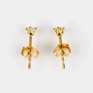 Natural Diamond 0.20Ct Round Cut Unisex Star <b>Stud</b> <b>Earrings</b> in 14K Yellow Gold Luxury IGI Certified <b>Fine</b> Jewelry Gift - Product Image 2