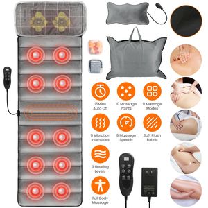 Tappetino Massaggiante a Vibrazione Completa con Cuscino Cervicale Rimovibile e Funzione Riscaldante - 10 Testine Massaggianti, 9 Modalità/Intensità/Velocità, Zona Lombare - Product Image 1
