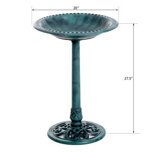 Vasca per Uccelli Regolabile da Esterno in Resina Anticata da 28 Pollici con Fiore di Lis, Decorazione Ornamentale per Giardini, per Fringuelli, Cardinali, Picchi e altri uccelli - Product Image 3