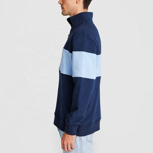 เสื้อสเวตเชิ้ตผู้ชายแบบซิปครึ่งตัว สีกรมท่า-ฟ้าอ่อน คอตั้ง ทรงปกติ สวมใส่สบาย แขนยาว ผ้าเฟรนช์เทอร์รี่ 100% - Product Image 5