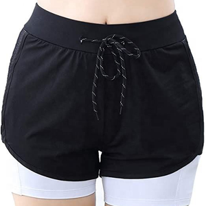 Shorts de sport taille haute pour femme avec empiècements en mesh, séchage rapide, pour la course, la gym, le fitness et l'entraînement, vêtements de sport athlétiques, logo personnalisé - Product Image 4