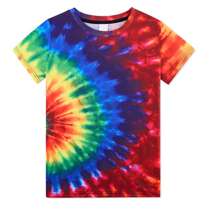 Custom High Quality Custom Kids Baby TShirts Wholesale <b>Polyester</b> <b>Tie</b> Dye Printing for Girls Short Sleeve T-Shirts Allover Print - Product Image 3