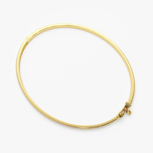 Yellow Gold 14K Double Row Pave Lab Grown Diamond Round Brilliant Cut Luxury Tennis <b>Bangle</b> <b>Bracelet</b> - Product Image 6