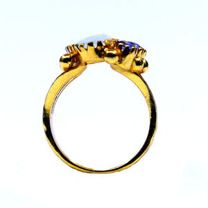 Anillo Clásico de Plata de Ley 925 Chapado en Oro con Piedras Preciosas de Cianita y Piedra Lunar Arcoíris Blanca para Fiestas - Product Image 4