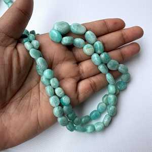 ลูกปัดอเมซอนไนต์ธรรมชาติทรงรีเรียบ สำหรับทำเครื่องประดับ คุณภาพสูง - Product Image 3