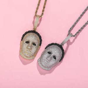 Colliers pendentifs tête de personnage Hip Hop, entièrement sertis de moissanite, couleur or, pour hommes et femmes, bijoux bling style rappeur rock - Product Image 3