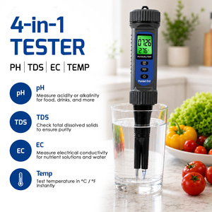 Medidor de pH Digital 4 en 1 para Alimentos, Sonda Puntiaguda, Probador de Carne, Masa y Queso, Alta Precisión, pH, EC, TDS, Temperatura, Probador de Calidad del Agua - Product Image 1