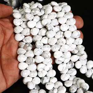 Perles de howlite naturelle en forme de poire, facettées, 8x11 à 9x12 mm, perles de howlite blanches pour la création de bijoux, perles briolette en forme de poire - Product Image 5