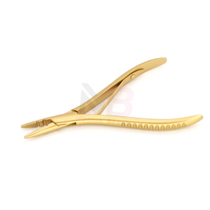 Hair <b>Extension</b> Pliers Custom Logo Gold Stainless Steel <b>Micro</b>-beads Pressing Curved Hair <b>Extension</b> Tools - Product Image 4