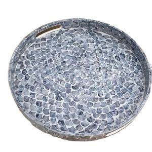 Best seller Plateaux Rotin Rond Avec Poignées Bois et Fond par Nacre - Product Image 1