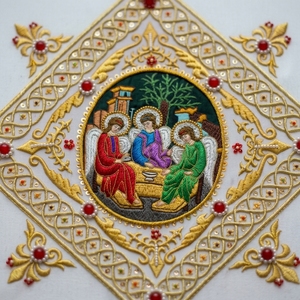 Patch d'icône religieuse Zardosi en or personnalisé, broderie à la main en fils dorés pour les vêtements sacrés et la décoration traditionnelle d'église - Product Image 4