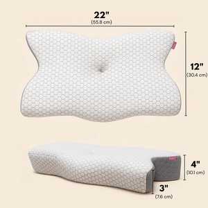 Ergonomic Butterfly-Shaped Memory Foam <b>Pillow</b> Orthopedic Neck <b>Shoulder</b> Support with Hex Pattern Cover - Product Image 2