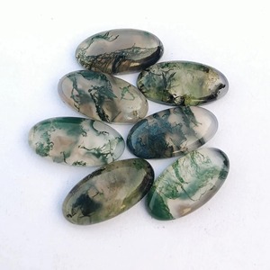 Venta al por mayor de piedras preciosas sueltas de ágata musgosa natural de grado AAA, en forma de cabujón ovalado grande de 8 mm con parte trasera plana, disponibles en todos los tamaños. - Product Image 5