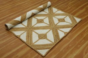 Alfombra de yute estilo rústico para sala de estar, dormitorio y habitación infantil con base antideslizante. - Product Image 5