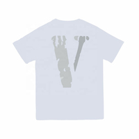 T-shirt à manches courtes pour homme avec imprimé V lumineux au dos, col roulé tricoté décontracté, coupe classique, 100 % coton, gris et noir