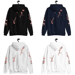 Sudadera con Capucha Unisex, Estampado Floral de Flores de Cerezo, Diseño con Bolsillo, Corte Regular, Ropa Casual de Otoño, Forro Polar, 100% Algodón - Product Image 1
