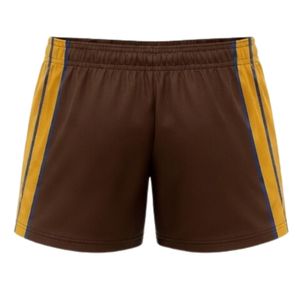 Pantalones Cortos de Netball Sublimados en Marrón y Dorado, Unisex, de Poliéster Ligero, Ropa Deportiva Atlética con Franja Lateral, para Entrenamiento en Equipo - Product Image 2