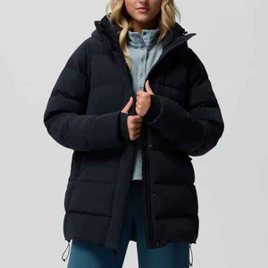 High Quality Women's Lightweight Canvas Puffer Hooded Jacket Winter Bomber <b>Coat</b> <b>Zipper</b> Button Breathable Autumn Casual Outerwear - Product Image 4