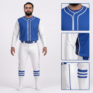 ชุดเบสบอลชาย เสื้อเจอร์ซีย์สีพื้น กางเกงขายาว แขนครึ่งตัว ระบายอากาศ ป้องกันแบคทีเรีย คอวี ปรับแต่งได้ ใส่ได้ทุกฤดู - Product Image 6