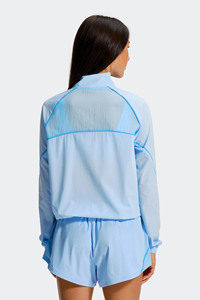 Veste coupe-vent légère bleue zippée et ensemble court pour femmes, vêtements de sport décontractés, ensemble de survêtement deux pièces pour femmes - Product Image 2