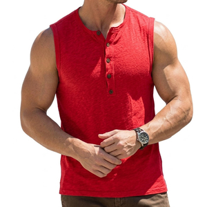 Wholesale Custom Men's Button Down Henley Vest Casual Stylish Sleeveless Tank Top Muscle Fit Summer Streetwear Tank Top For Men - Product Image 1